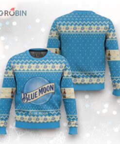 Blue Moon Ugly Christmas Sweater with Festive Print Design   Perfect Holiday Apparel