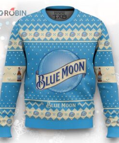 Blue Moon Ugly Christmas Sweater with Festive Print Design   Perfect Holiday Apparel