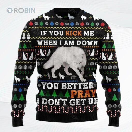 Blue Snow Awesome Wolf Ugly Christmas Sweater