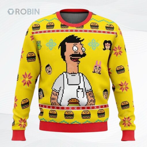 Bob S Burgers Sitcom Characters All Over Printed Ugly Christmas Sweater, Sweatshirt