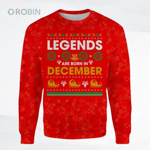Born In December Red Christmas Ugly Christmas Sweater, Sweatshirt