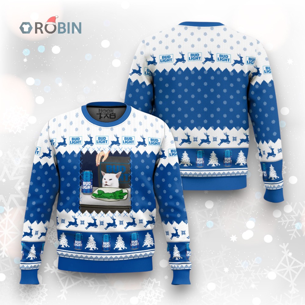 Bud Light Cat Meme Ugly Christmas Sweater Bud Light Cat Meme Ugly Christmas Sweater