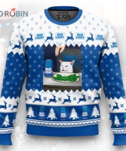 Bud Light Cat Meme Ugly Christmas Sweater