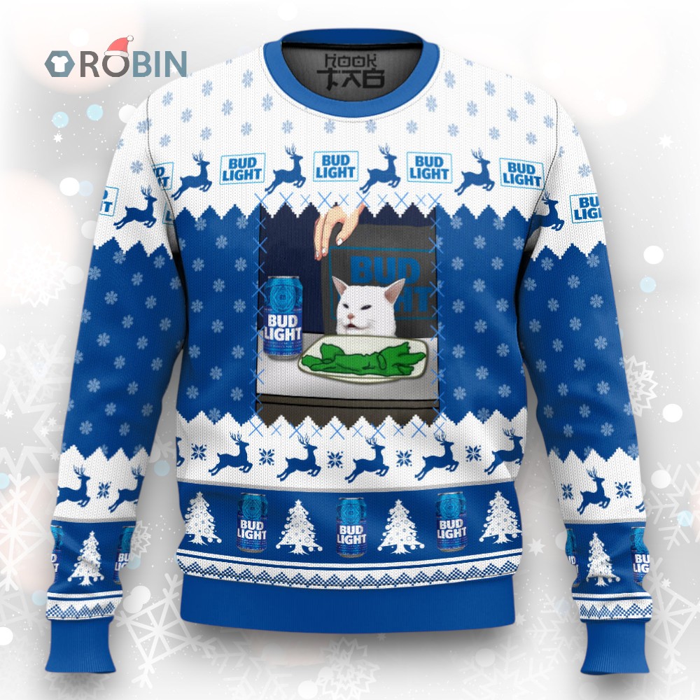 Bud Light Cat Meme Ugly Christmas Sweater Bud Light Cat Meme Ugly Christmas Sweater