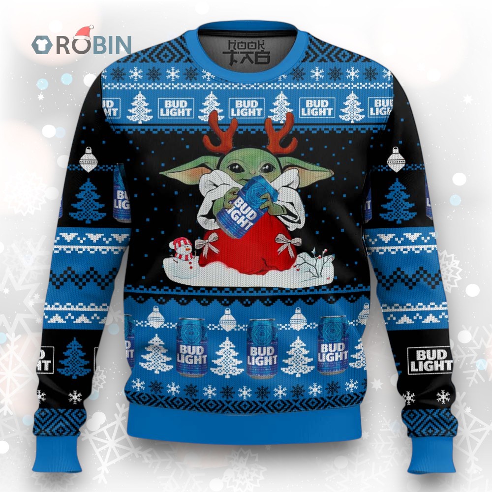 Bud Light Yoda Christmas Ugly Christmas Sweater Bud Light Yoda Christmas Ugly Christmas Sweater