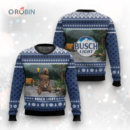 Busch Light Bear Ugly Christmas Sweater