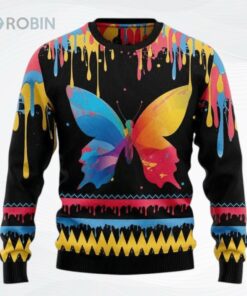 Butterfly Colorful Ugly Christmas Sweater, Sweatshirt