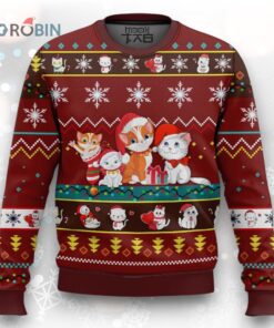 Cat Cartoon Cute Noel Ugly Christmas Sweater