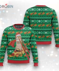 Cat Christmas Pizza And Cat Pizza Pattern Green Christmas Ugly Christmas Sweater 3D For Men And Women