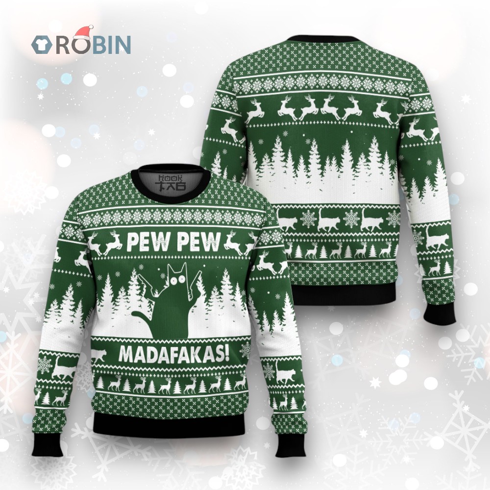 Cat Pew Pew Ugly Christmas Sweater Cat Pew Pew Ugly Christmas Sweater