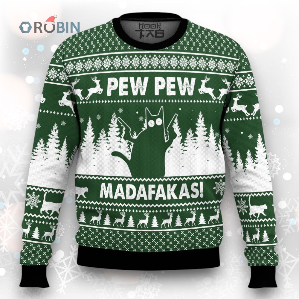 Cat Pew Pew Ugly Christmas Sweater Cat Pew Pew Ugly Christmas Sweater