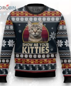 Cat Show Me Your Kitties Ugly Christmas Sweater