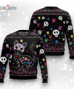 Cat Sugar Skull Ugly Christmas Sweater