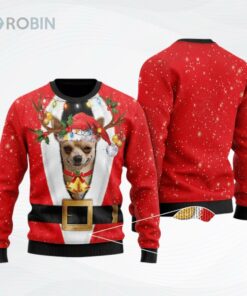 Chihuahua Christmas All Over Printed Ugly Christmas Sweater Chihuahua Christmas All Over Printed Ugly Christmas Sweater