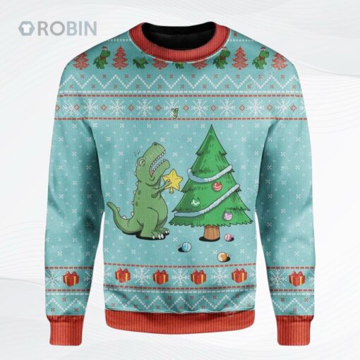 Christmas Dinosaur Personalized Sweater Apparel Ugly Christmas Sweater, Sweatshirt