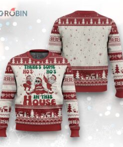 Christmas Santa Ugly Christmas Sweater Theres Some Hos In This House Funny Xmas