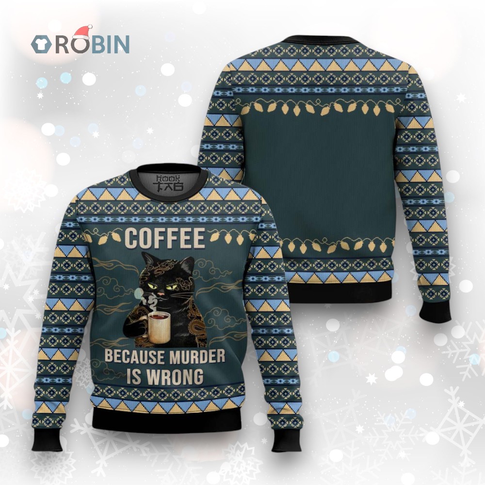 Coffee Cat Ugly Christmas Sweater Coffee Cat Ugly Christmas Sweater