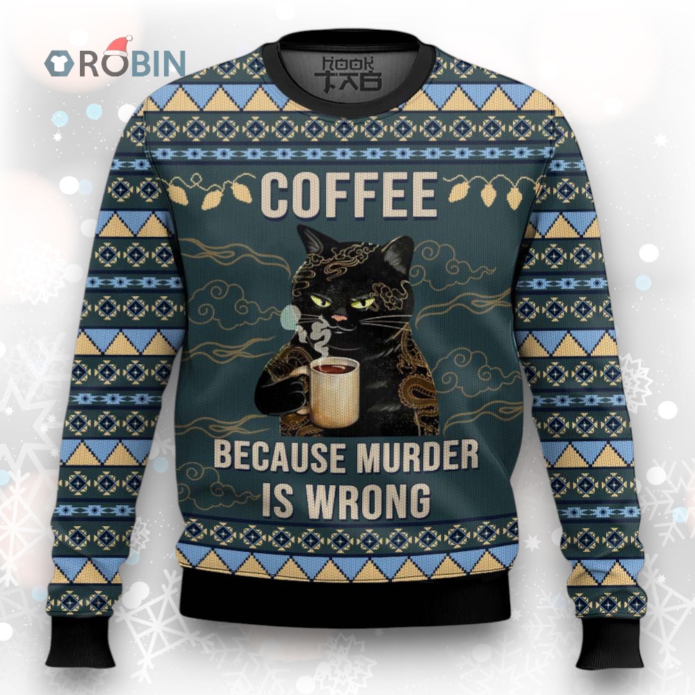 Coffee Cat Ugly Christmas Sweater Coffee Cat Ugly Christmas Sweater