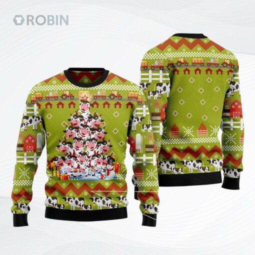 Cow Pine Tree Ugly Christmas Sweater, Sweatshirt