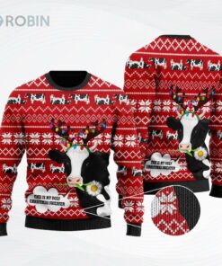 Cow Red Christmas All Over Printed Ugly Christmas Sweater, Sweatshirt