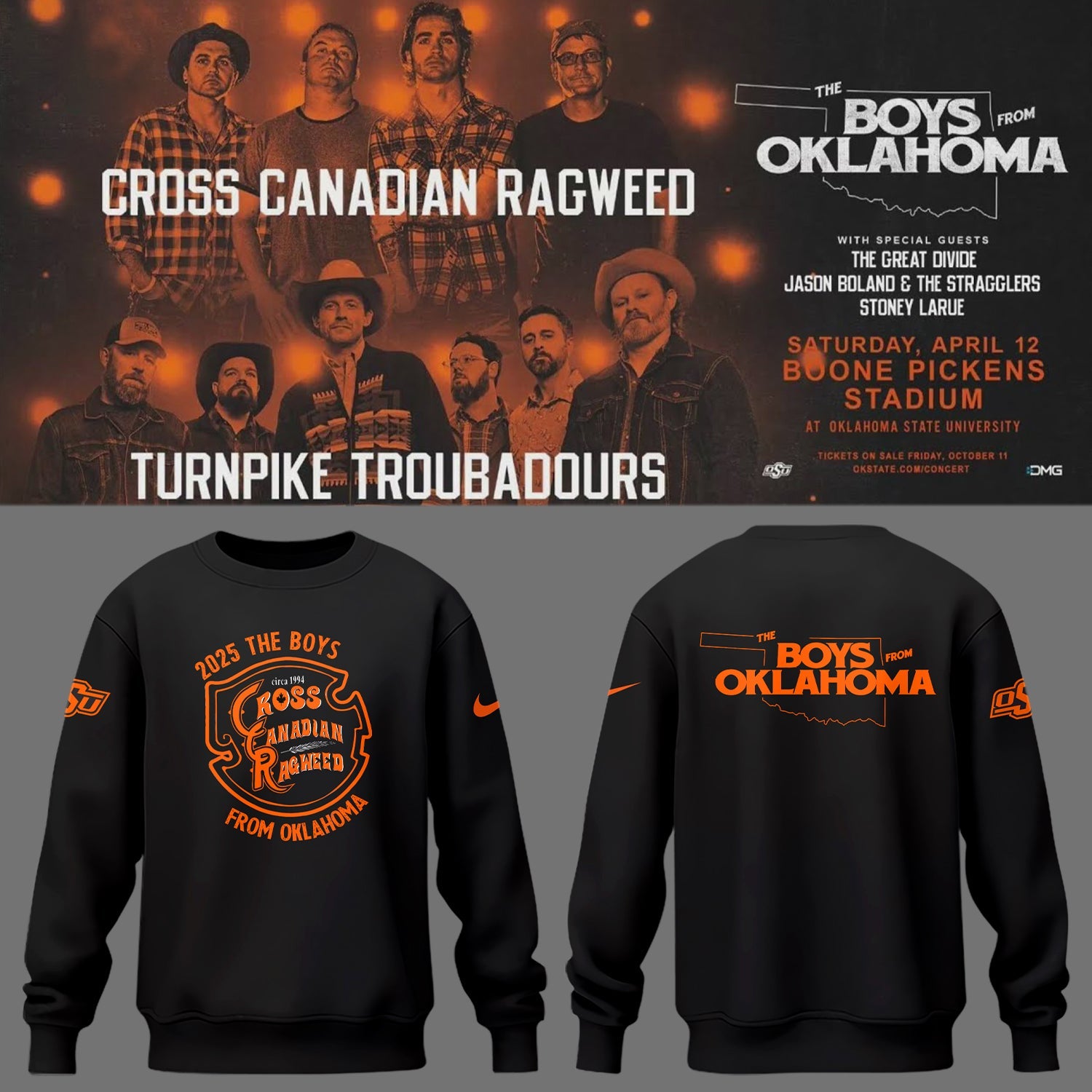 Cowboys Limited The Boys From Oklahoma Black Sweatshirt Cowboys Limited The Boys From Oklahoma Black Sweatshirt