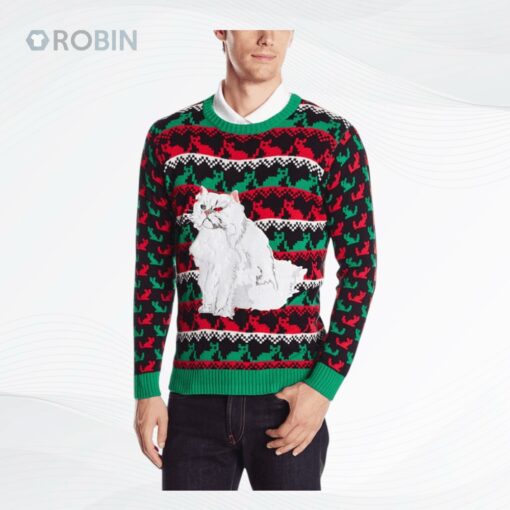 Crackers The Christmas Cat All Over Printed Ugly Christmas Sweater, Sweatshirt
