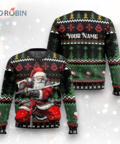 Custom Funny Christmas Holiday Japan Samurai Santa Ugly Christmas Sweater