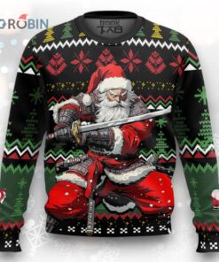 Custom Funny Christmas Holiday Japan Samurai Santa Ugly Christmas Sweater