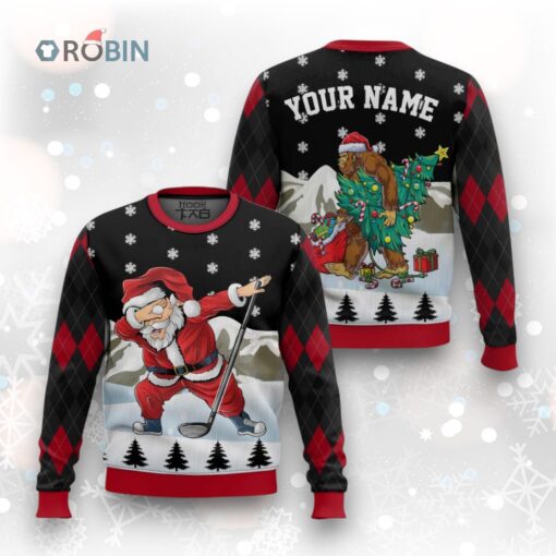 Custom Funny Christmas Holiday Santa Sport Golf Ugly Christmas Sweater