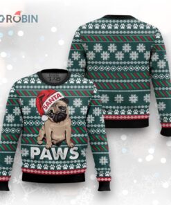 Cute Pug Santa Paws Christmas Sweater