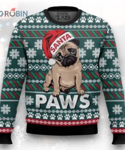 Cute Pug Santa Paws Christmas Sweater