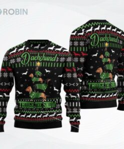 Dachshund Though The Snow All Over Printed Ugly Christmas Sweater