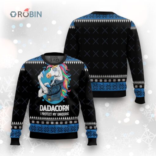 Dadacorn Protector Of My Unicorns Ugly Christmas Sweater