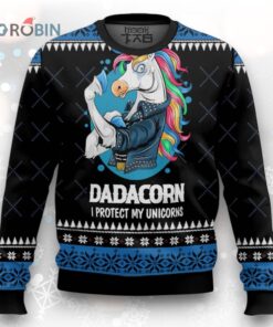 Dadacorn Protector Of My Unicorns Ugly Christmas Sweater