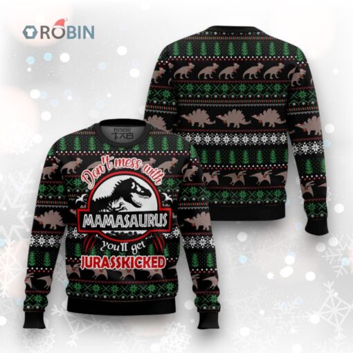 Dinosaur Mamasaurus Ugly Christmas Sweater