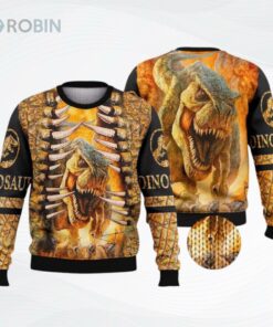 Dinosaur Orange Ugly Christmas Sweater, Sweatshirt