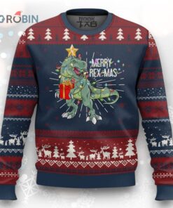 Dinosaur Ugly Christmas Sweater Merry Rex Mas Xmas Pet Dino Trex Xmas Tree Rex Lights