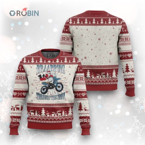Dirt Bike Christmas Ugly Christmas Sweater Brraaap Funny Motocross Biker Xmas Gift