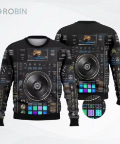 Dj Music Studio All Over Printed Ugly Christmas Sweater, Sweatshirt