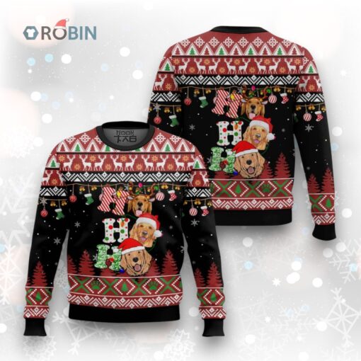 Dog Lover Golden Retriever Ho Ho Ho Ugly Christmas Sweater