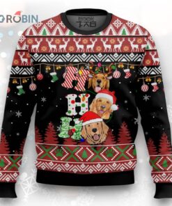 Dog Lover Golden Retriever Ho Ho Ho Ugly Christmas Sweater