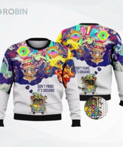 Dont Panic Its Organic All Over Printed Ugly Christmas Sweater