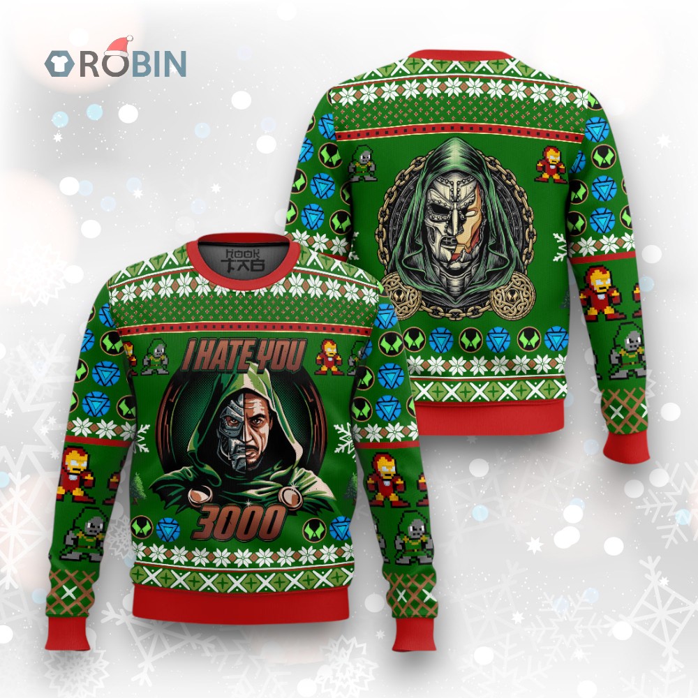 Dr Doom, I hate you 3000 Ugly Christmas Sweater Dr Doom, I hate you 3000 Ugly Christmas Sweater