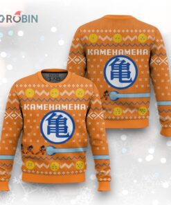 Dragon Ball Z Kamehameha 3D Ugly Christmas Sweater   Anime Holiday Design