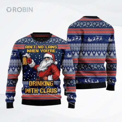Drinking With Claus Ugly Christmas Sweater