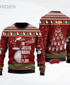 Drum In Jesus Ugly Christmas Sweater
