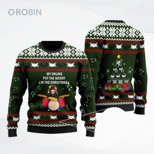 Drummer Ugly Sweatshirt For Drum Lovers On Christmas Time Ugly Christmas Sweater
