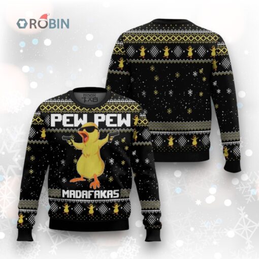 Duck Pew Pew Madafakas Ugly Christmas Sweater