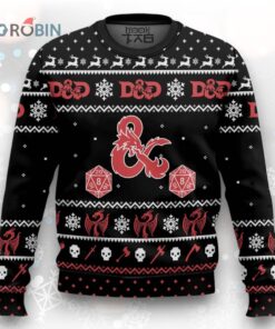 Dungeons And Dragons Dice Snowflake Pattern Ugly Christmas Sweater All Over Print 3D Sweater Black Dungeons And Dragons Dice Snowflake Pattern Ugly Christmas Sweater All Over Print 3D Sweater Black