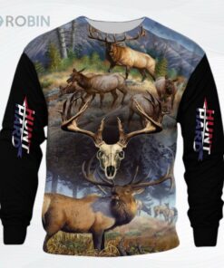 Elk Hunting Blending With Skull Horn Lht Ugly Christmas Sweater, Sweatshirt